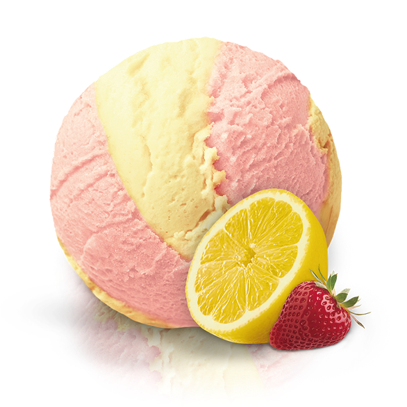 «MOROZPRODUCT» lemon-strawberry with layers of creamy sorbet in ditches